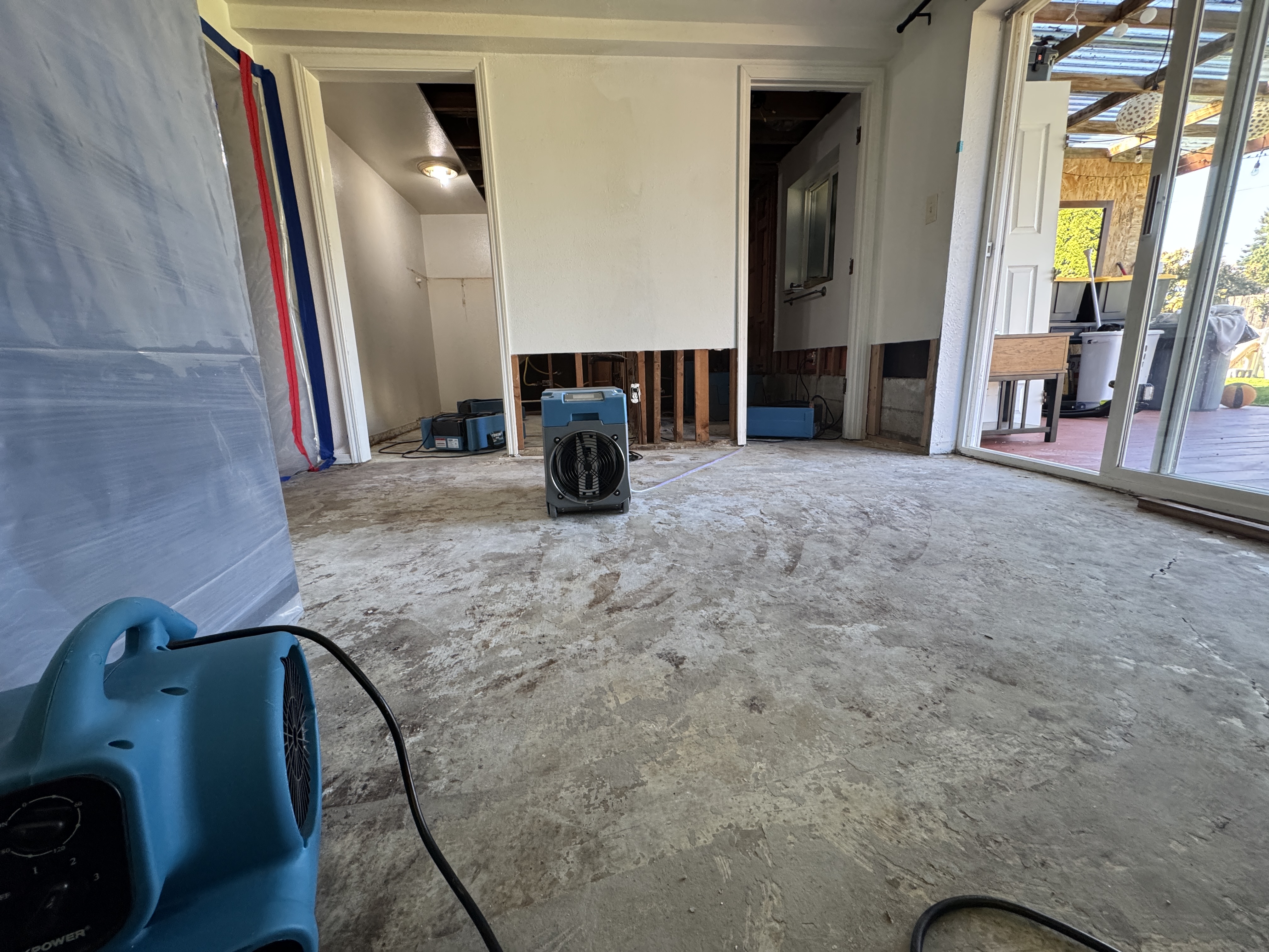 Water damage restoration project in Olivehurst